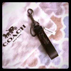 Coach Black Glitter Patent Rocket Key Charm Loop
